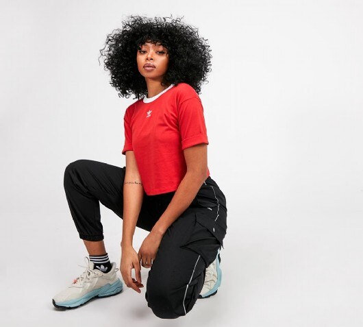 ladies red adidas t shirt
