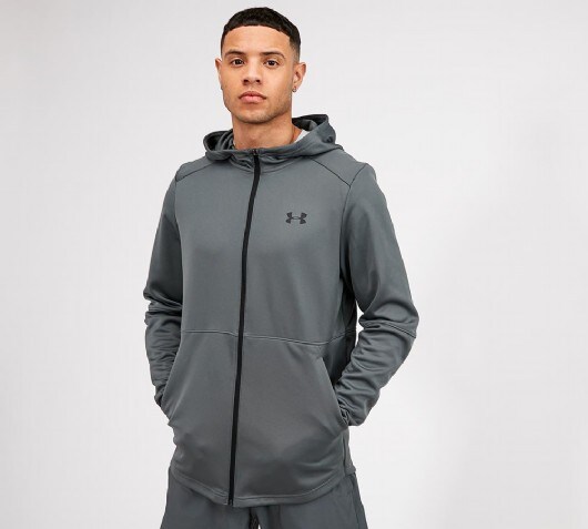 grey under armour zip up hoodie