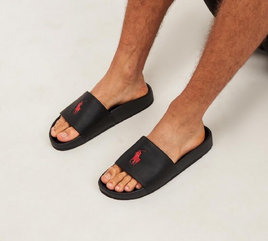 polo ralph lauren black & red cayson sandals