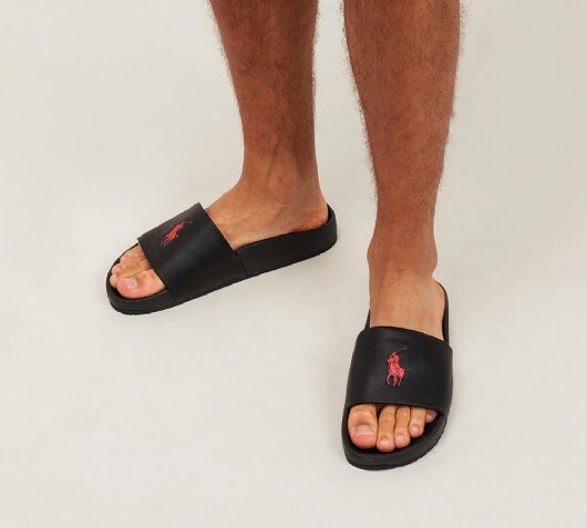 polo ralph lauren black & red cayson sandals