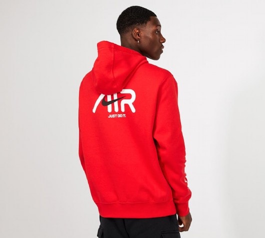 red nike double swoosh hoodie