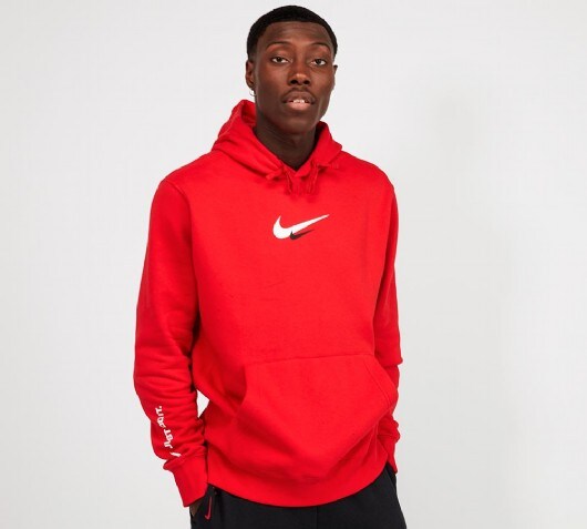 red nike double swoosh hoodie