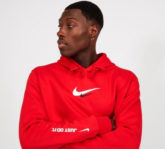 nike double swoosh hoodie red