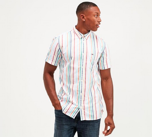 Image of Striped Flag Patch Short Sleeve Shirt