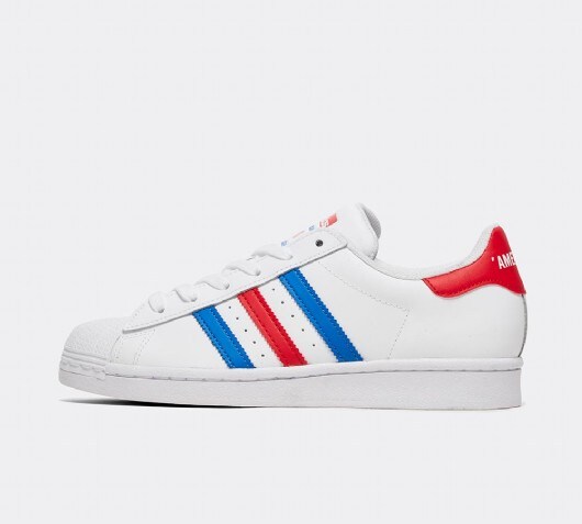 adidas superstar blue red stripes