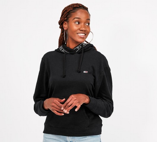 tommy jeans logo tape fleece sweatshirt