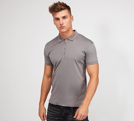 Image of Lavano Zip Placket Pima Cotton Polo Shirt