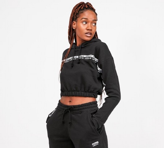 adidas originals ryv cropped sweatshirt in black and white