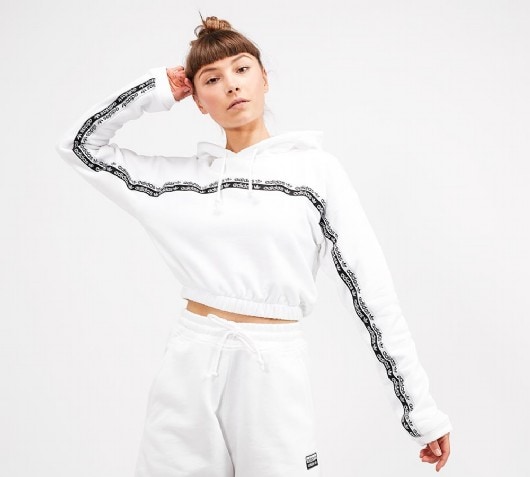 white cropped adidas hoodie