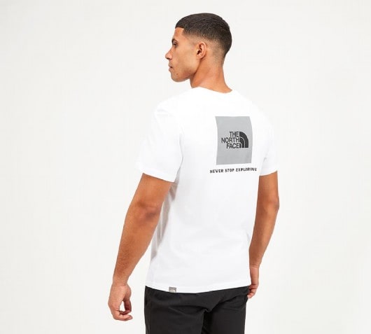 north face white red box t shirt