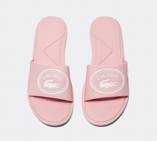 pink lacoste slides