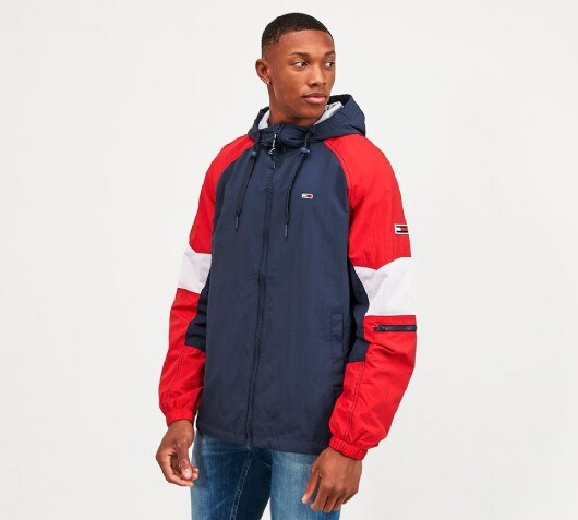 Image of Colour Blocked Hooded Windbreaker