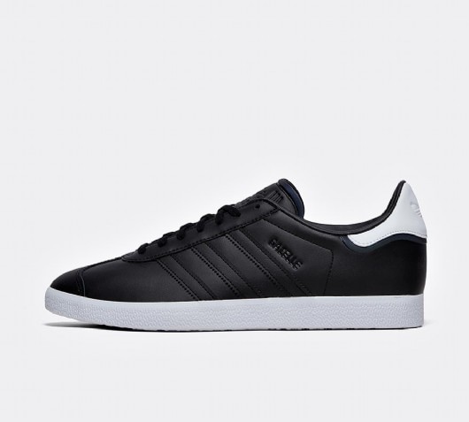 black leather gazelle trainers