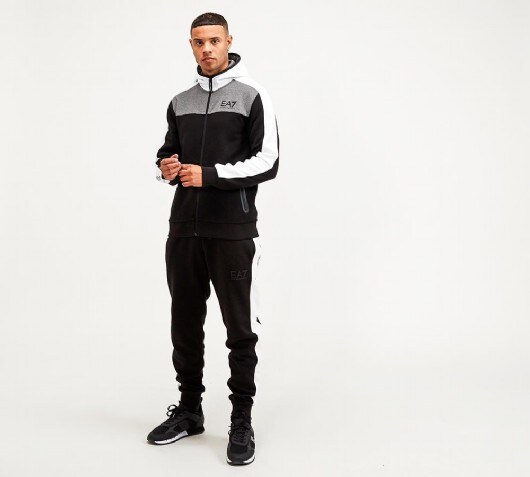 EA7 Colour Block Hooded Suit | Black | Footasylum