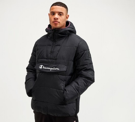 Download Champion Linear Logo Half Zip Overhead Jacket | Black ...