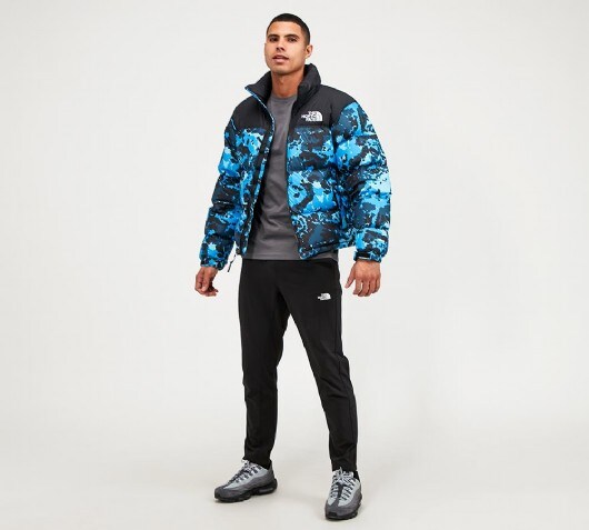 blue camo north face jacket