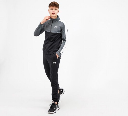 grey under armour tracksuit