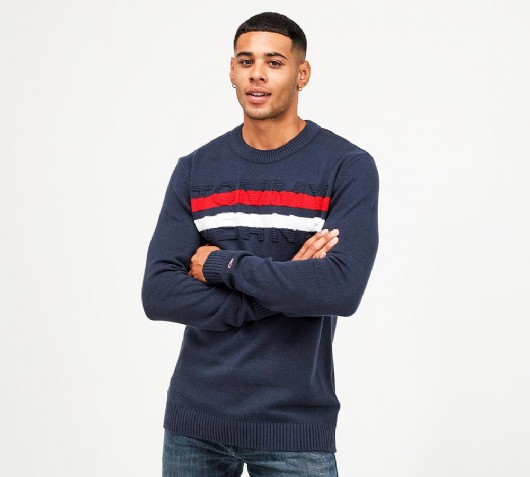 Image of Block Stripe Knit Sweatshirt