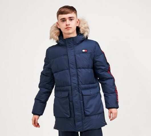 Tommy hilfiger blue arctic tape parka Clearance