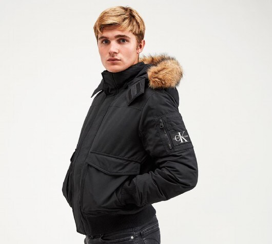 hooded down jacket calvin klein jeans