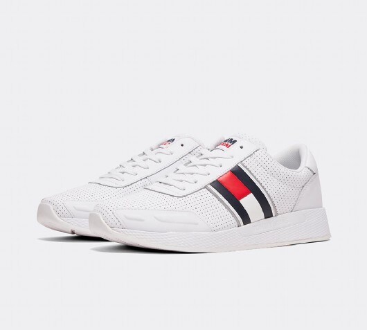 tommy hilfiger perforated leather trainers