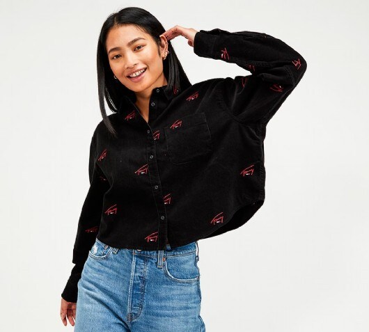 cropped corduroy shirt