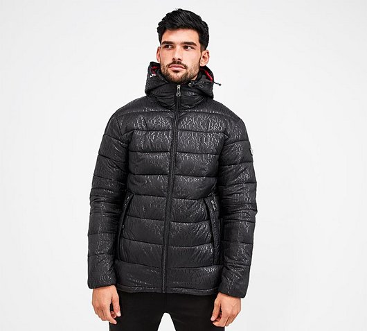 Alessandro Zavetti Tessini AOP Full Zip Puffer Jacket | Black | Footasylum