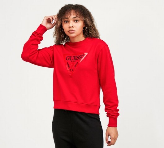 guess red sweatshirt