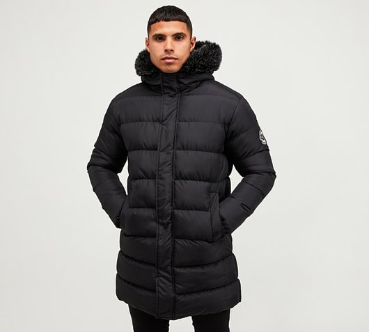 Brave Soul Longline Puffer Jacket | Black | Footasylum