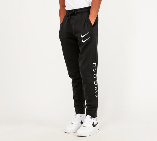 Nike Junior Swoosh Fleece Pant | Black / White | Footasylum