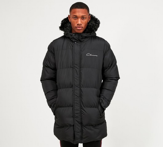 Padded Longline Script Jacket (BLACK - XS)
