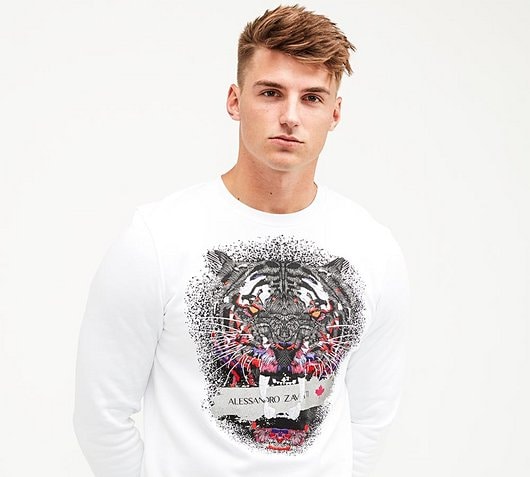 Alessandro Zavetti Savaged Tape Crew Sweatshirt | White | Footasylum