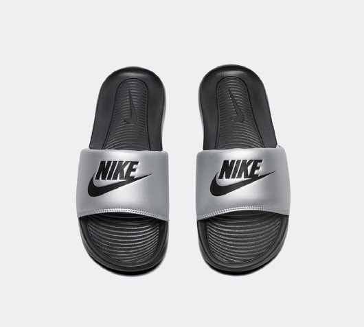 nike grey sliders