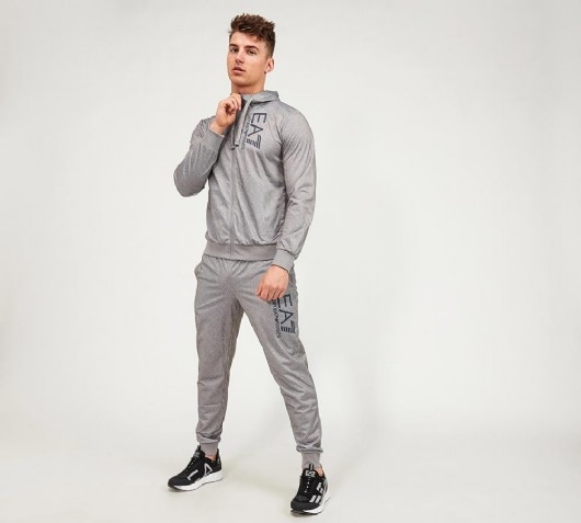 EA7 Visibility Full Zip Hooded Poly Suit | Medium Grey ...