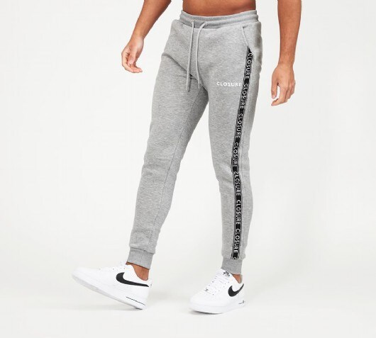 Closure London Block Tape Fleece Pant | Grey Marl | Footasylum