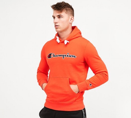 white and red champion hoodie