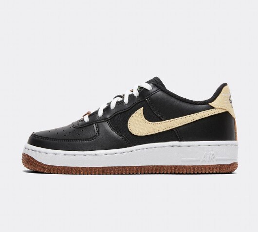 Nike Junior Air Force 1 Low Trainer | Black / Cork | Footasylum