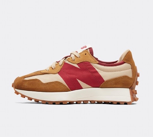 new balance 327 trainers in tan and pink