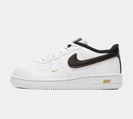 Nike Air Force 1 Trainer | White / Black / Gold | Footasylum