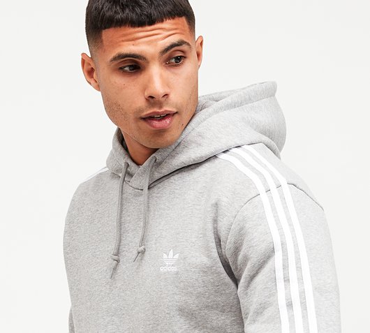 adidas 3 stripe grey hoodie
