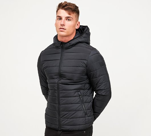 Jack and jones black puffer jacket sale