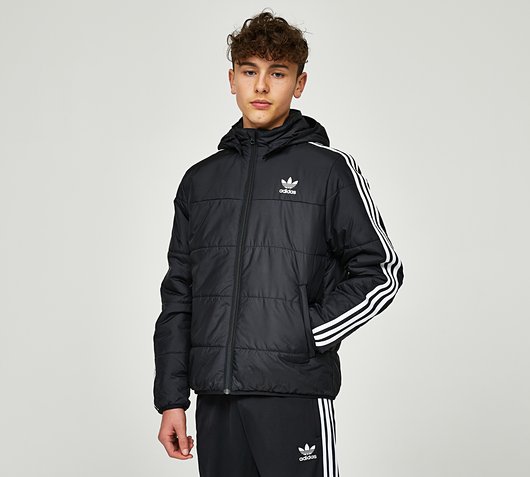 adidas Originals Junior 3-Stripes Padded Jacket | Black / White ...