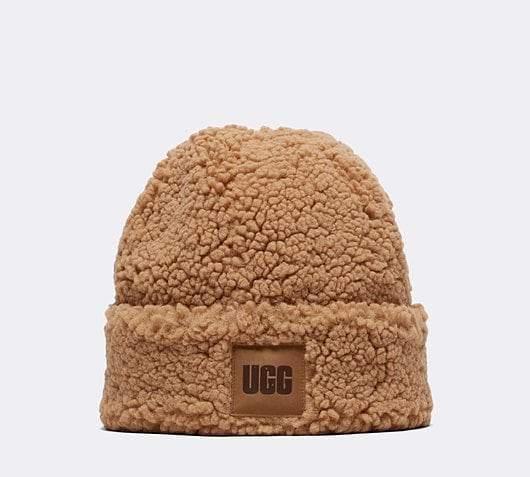 Ugg Womens Sherpa Cuffed Beanie | Brown 