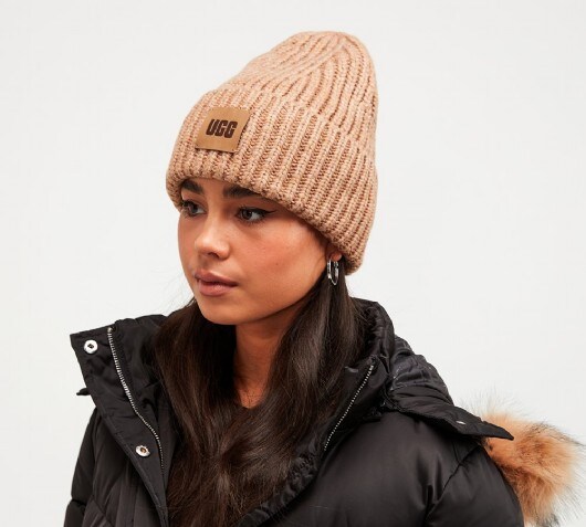 Ugg Womens Ribbed Knit Beanie | Camel 