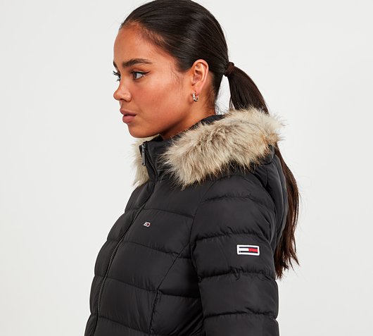 Faux Fur Hooded Longline Padded Jacket 