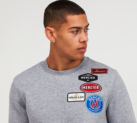 Grey marl paris badge crewneck deals