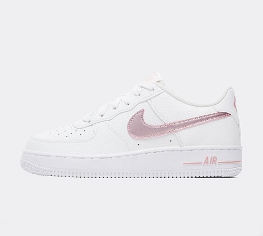 Nike Junior Air Force 1 Low Trainer | White / Pink Gaze | Footasylum