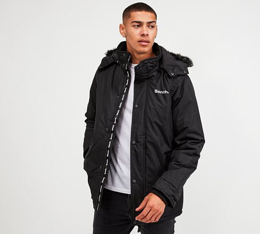 Bench Hooded Fur Parka Jacket | Black 