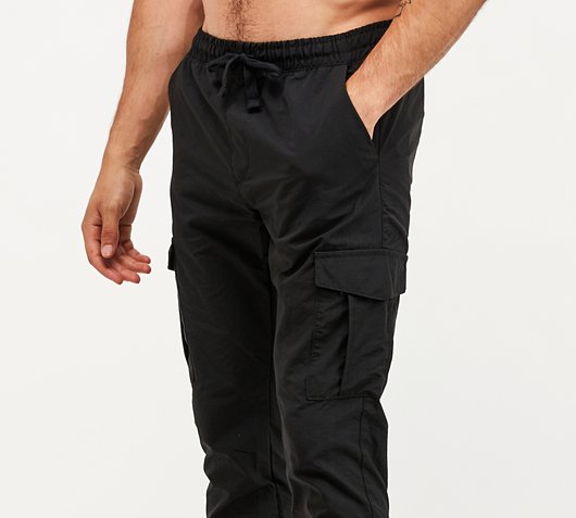 Brave Soul Cargo Cuff Pant | Black 