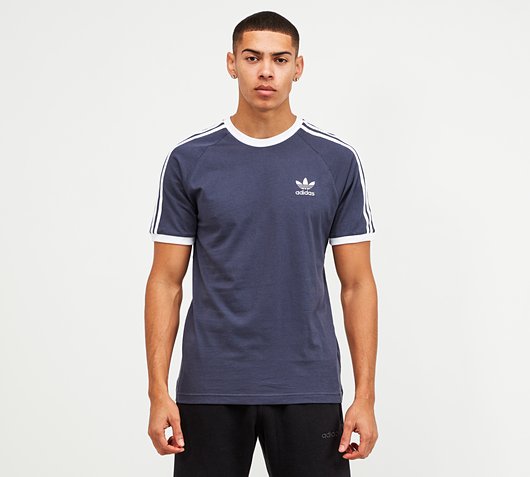 adidas navy 3 stripe t shirt